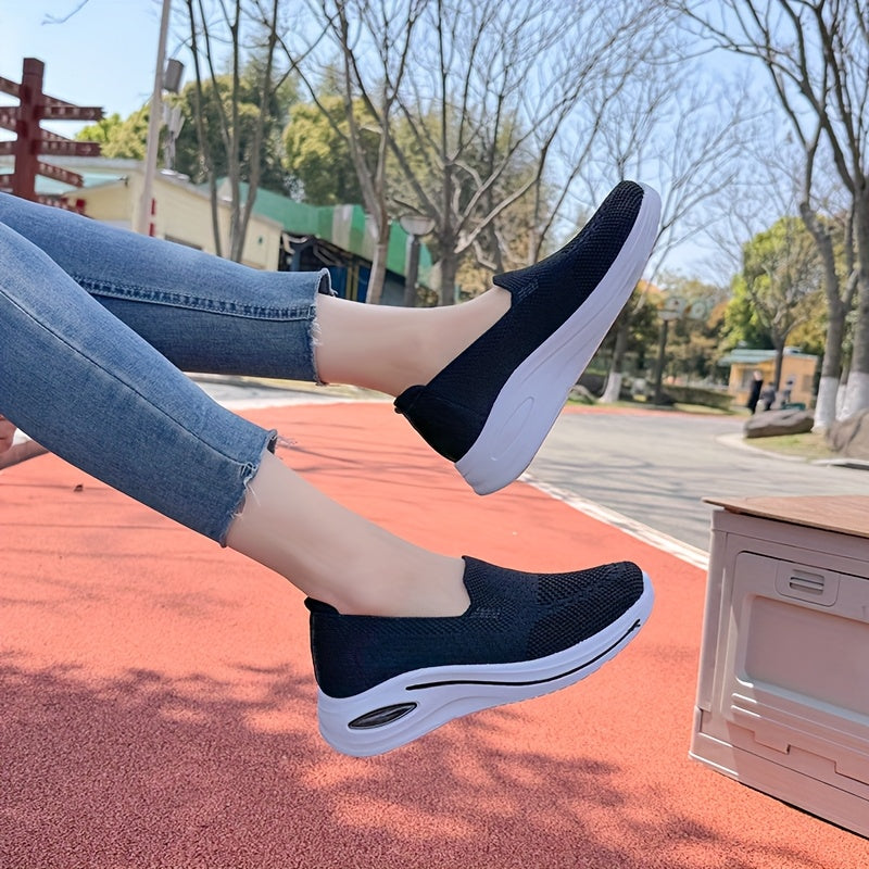 Zapatillas de punto transpirables sin cordones para mujer
