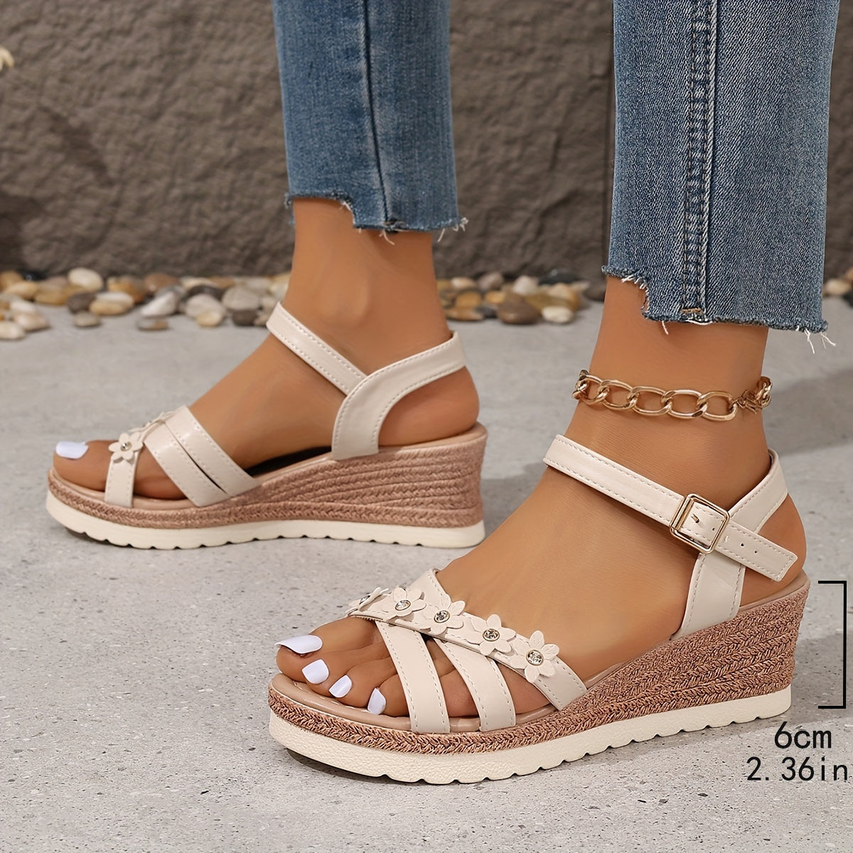 Sandalias elegantes de color liso para mujer