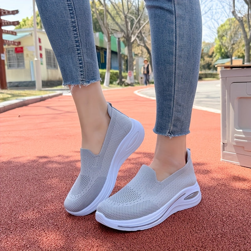 Zapatillas de punto transpirables sin cordones para mujer