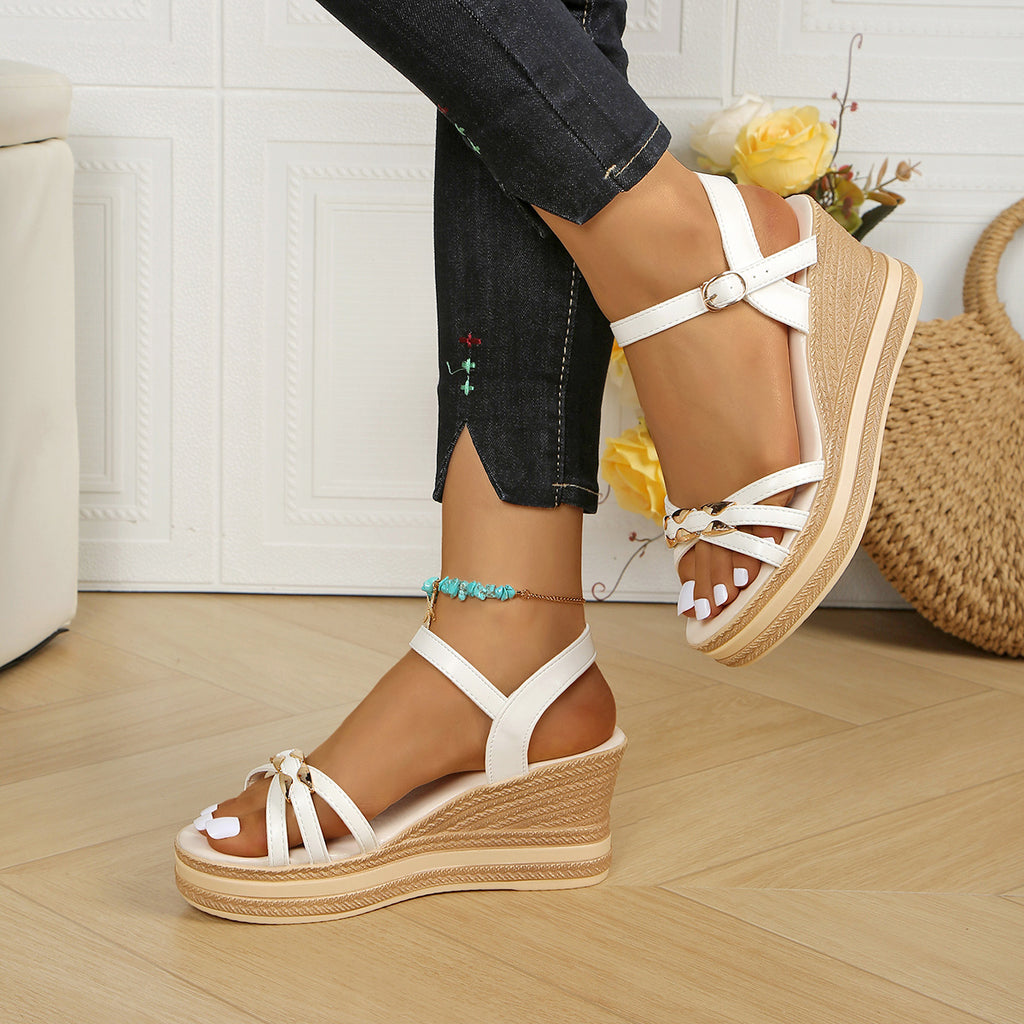 Sandalias de cuña blancas para mujer