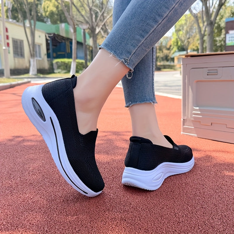 Zapatillas de punto transpirables sin cordones para mujer