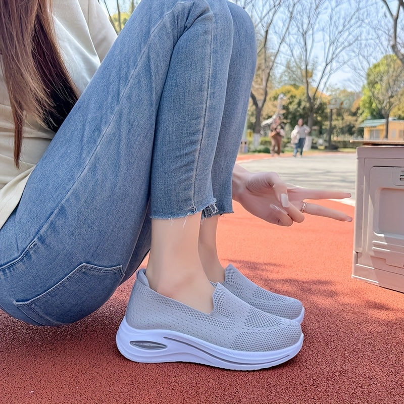 Zapatillas de punto transpirables sin cordones para mujer