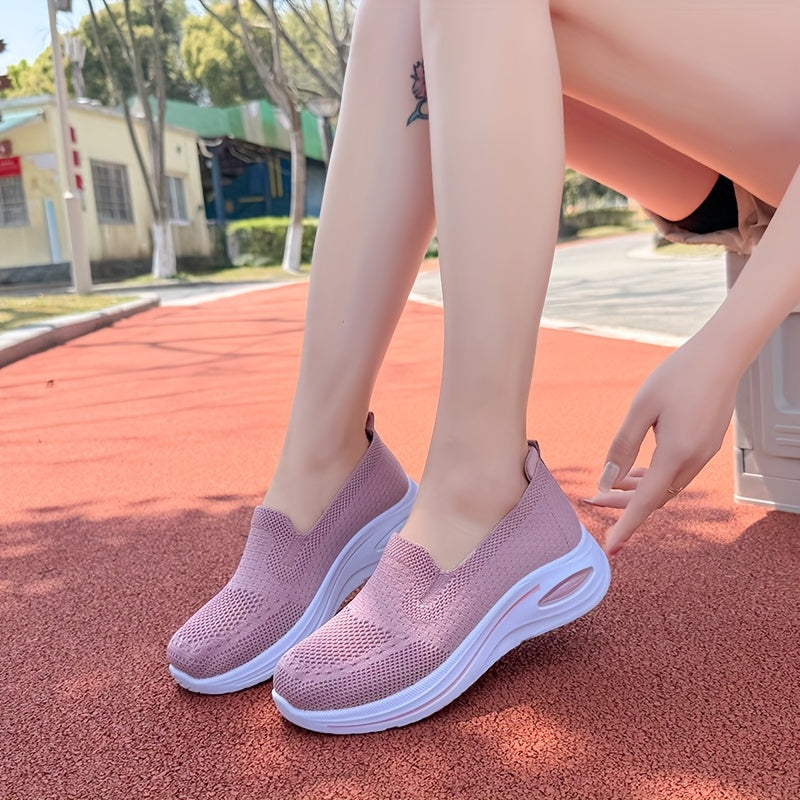 Zapatillas de punto transpirables sin cordones para mujer
