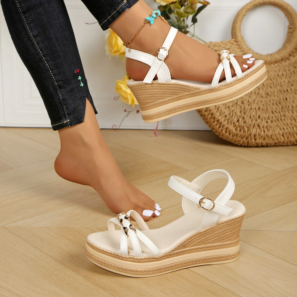Sandalias de cuña blancas para mujer