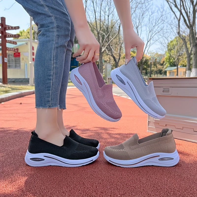Zapatillas de punto transpirables sin cordones para mujer
