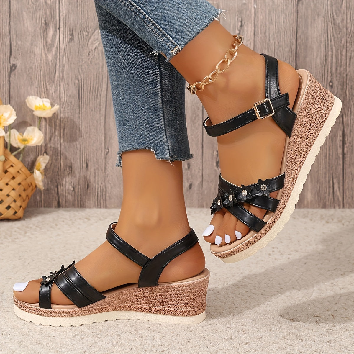 Sandalias elegantes de color liso para mujer