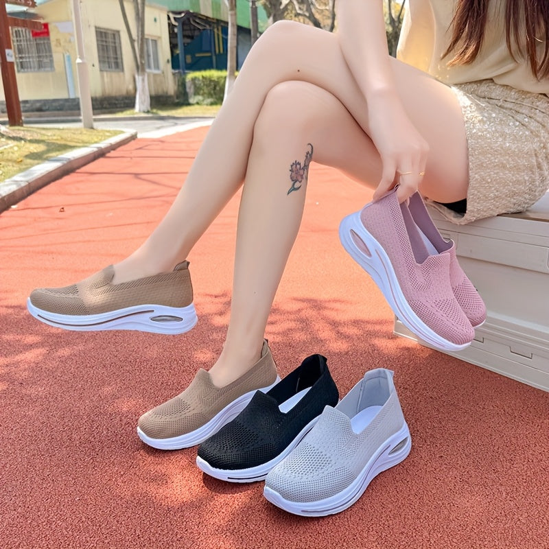 Zapatillas de punto transpirables sin cordones para mujer