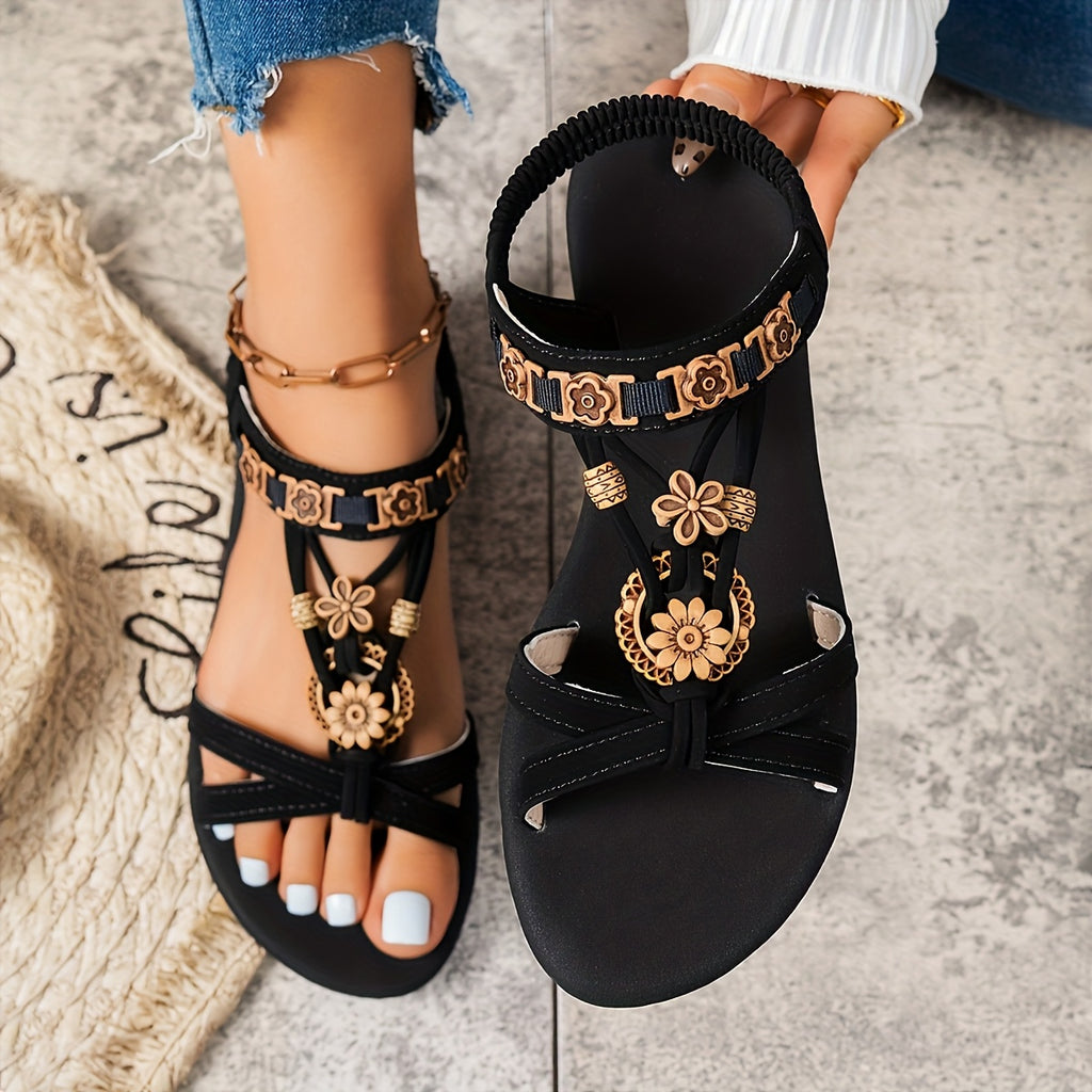 Sandalias planas bohemias chic para mujer