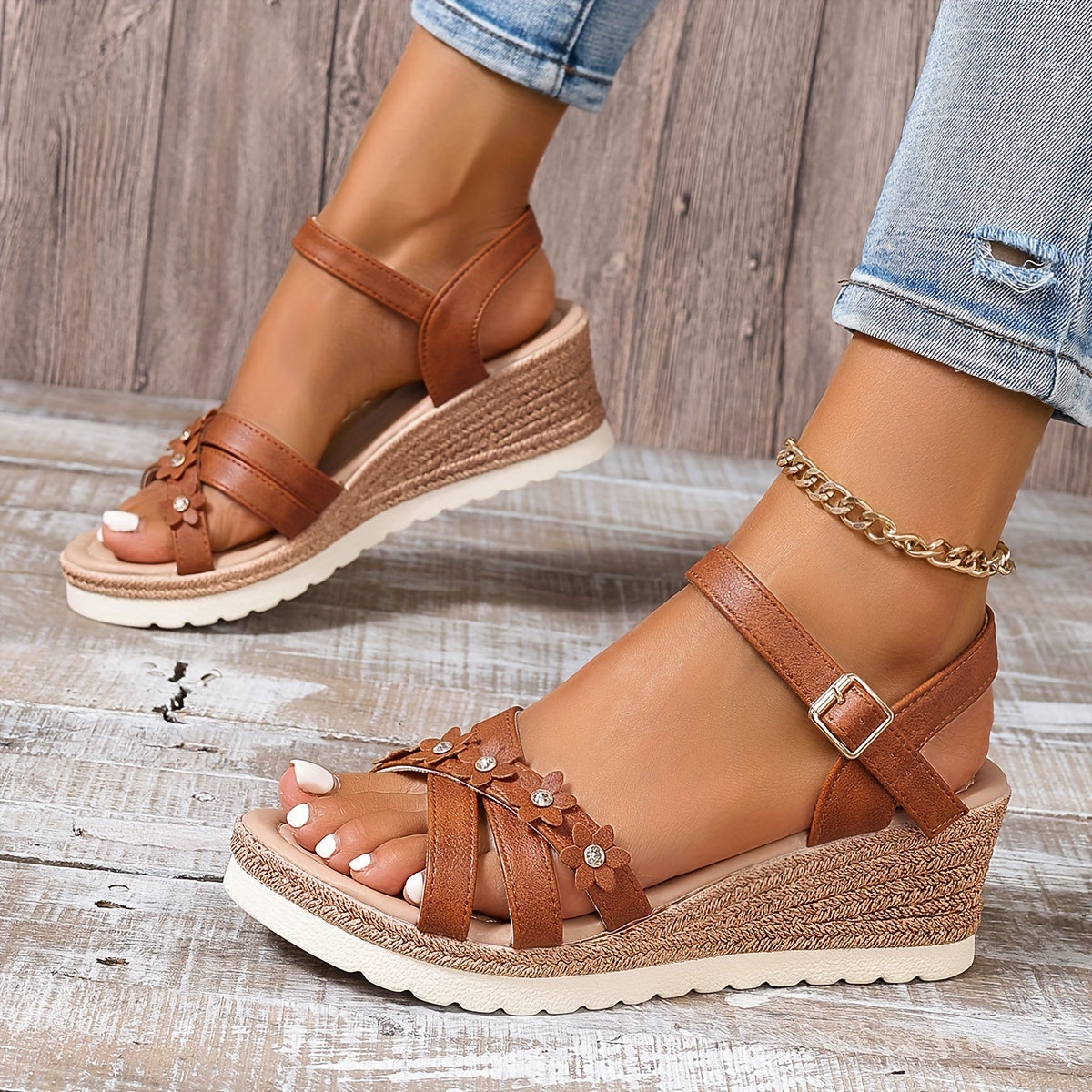 Sandalias elegantes de color liso para mujer